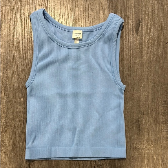 Sunday Best Blue Ribbed Tank Top - Picture 1 of 3